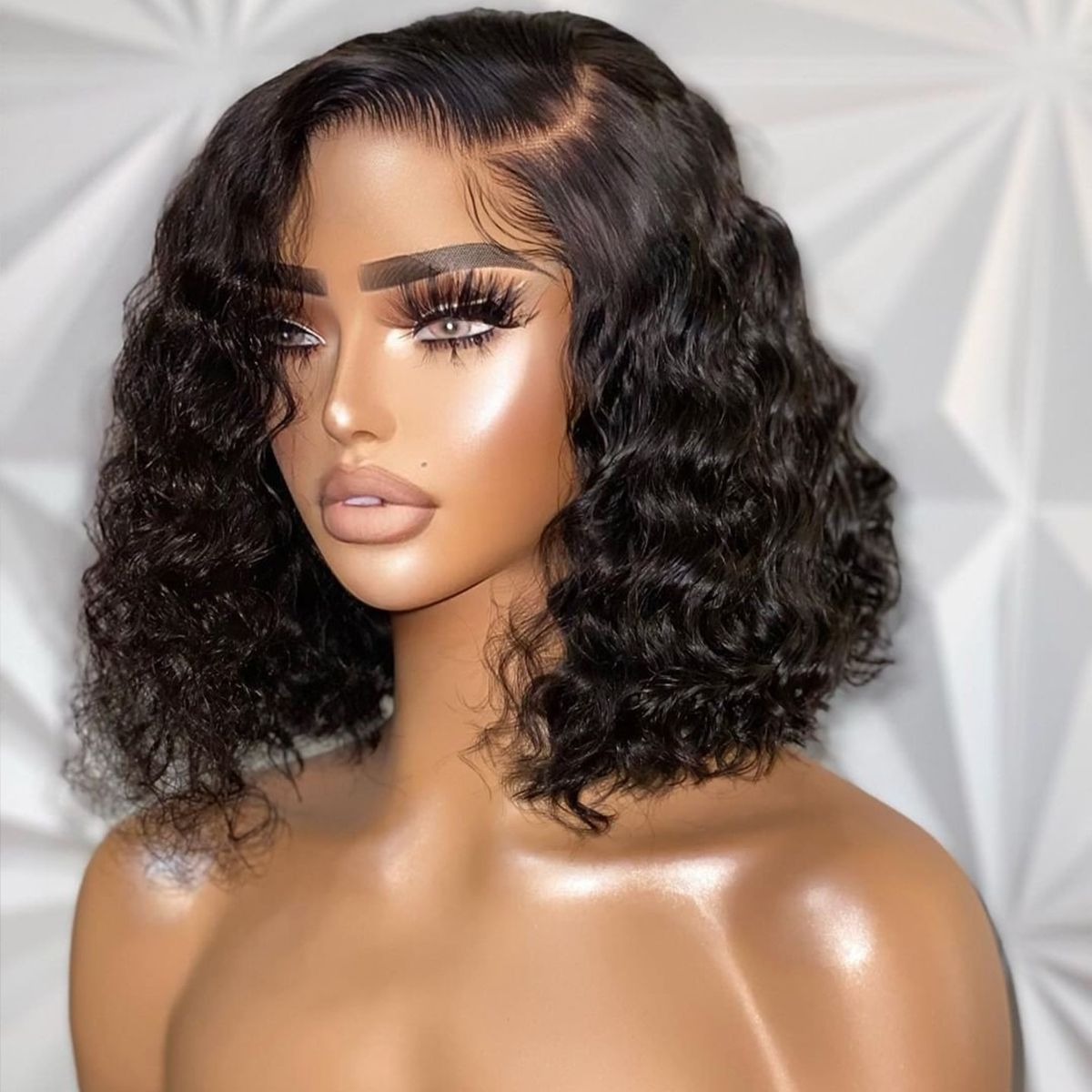 $189 = 3Wigs | Bob 13x4 Lace Front Water Wave Wig + Bob Glueless 4x4 Lace Closure Straight 613 Blonde Wig + Glueless 1x2 Top Lace Closure Straight Wig With Bangs