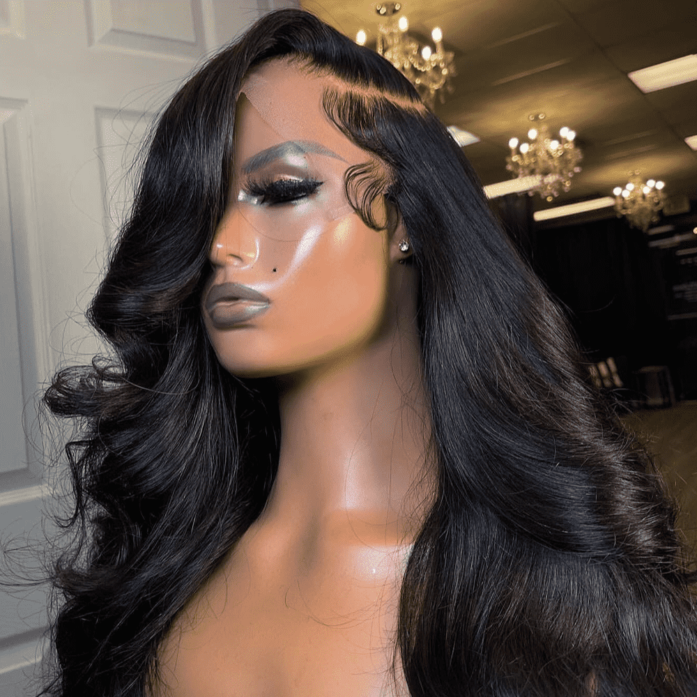 Body Wave 13x6 HD Lace Wigs 180% Density Natural Black Human Hair Wigs Free Part