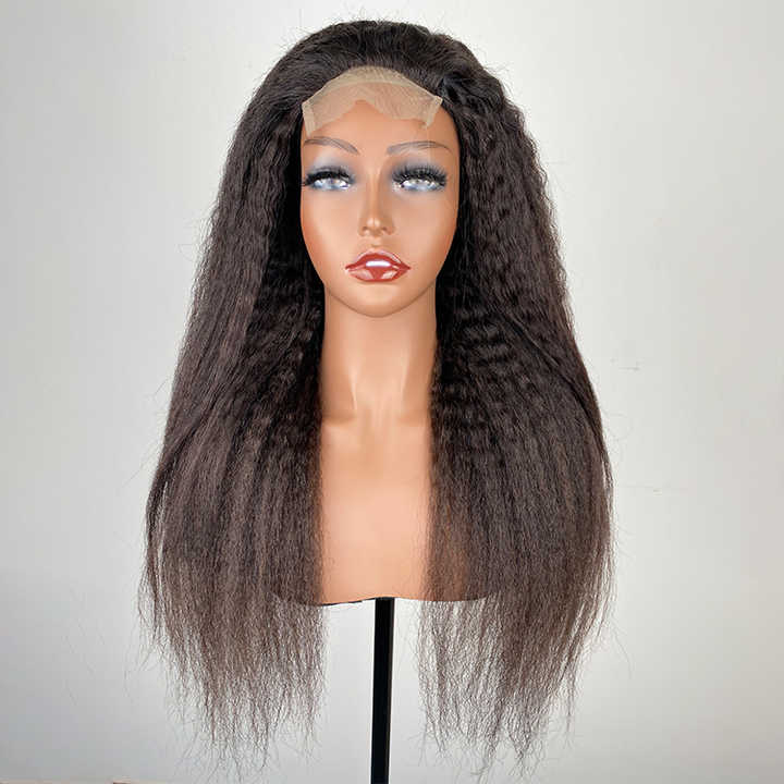 Transparent Lace Yaki Straight Hair Wig 4x4 Lace Closure Human Hair Wigs Skin Melt-Zlike