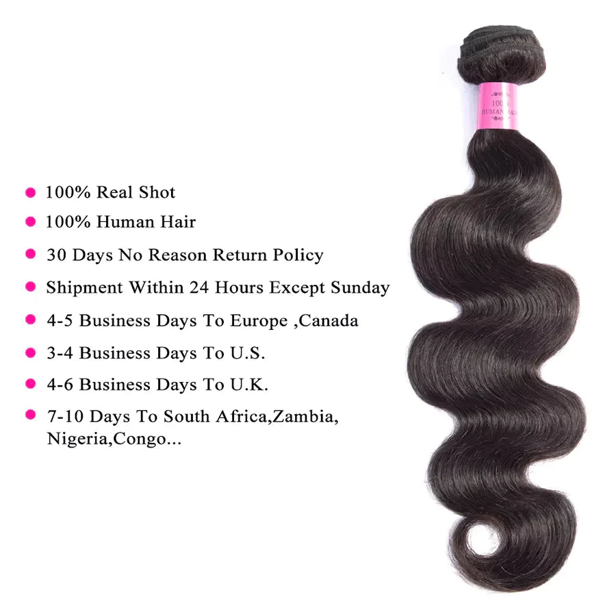 Body Wave Hair 3 Bundles 100% Human Virgin Hair Natural Color- Zlike