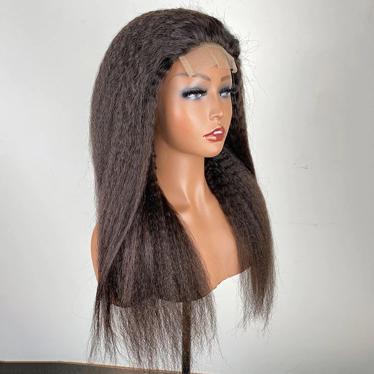 Transparent Lace Yaki Straight Hair Wig 4x4 Lace Closure Human Hair Wigs Skin Melt-Zlike