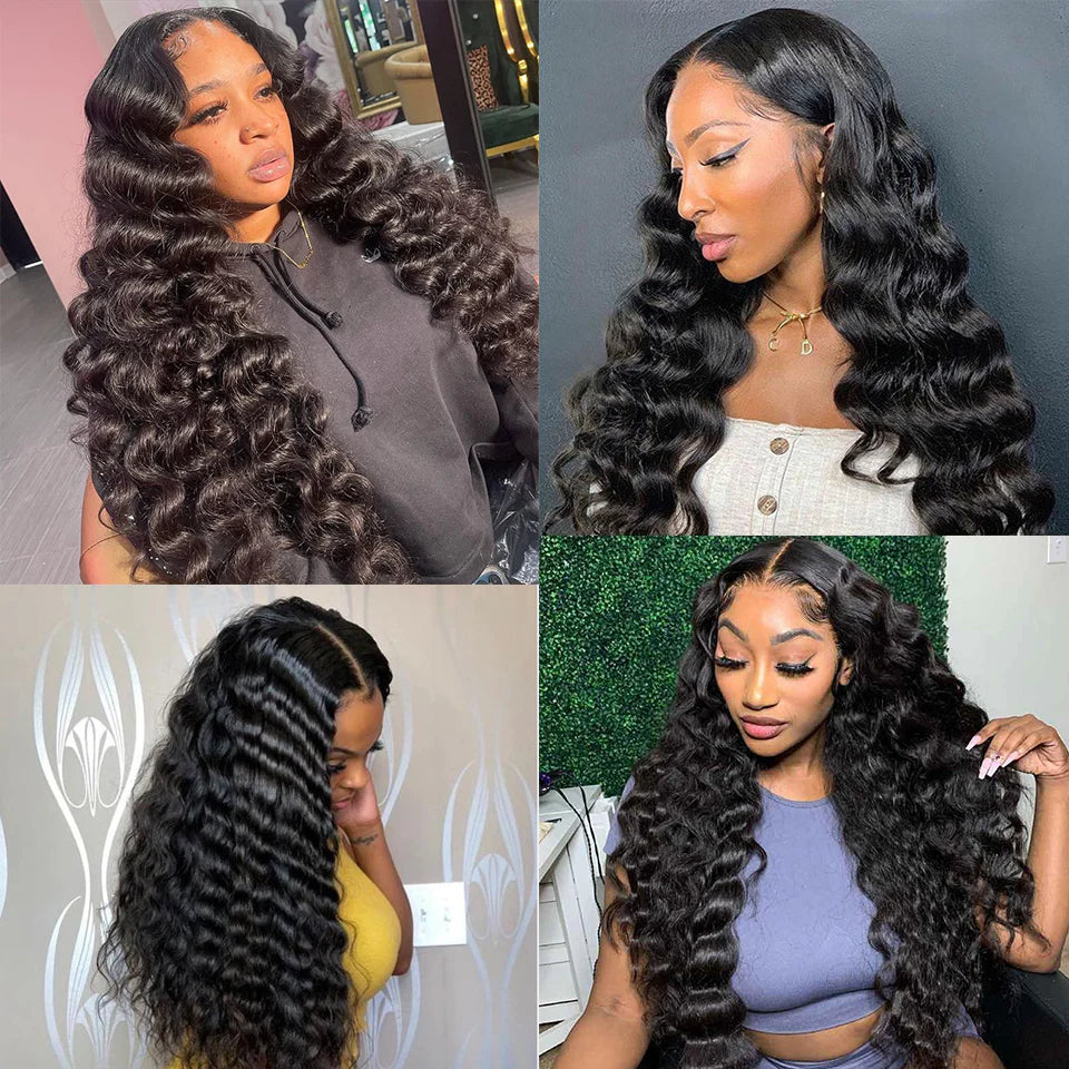 Natural black loose deep wave hair extensions available in 10 to 30 inches