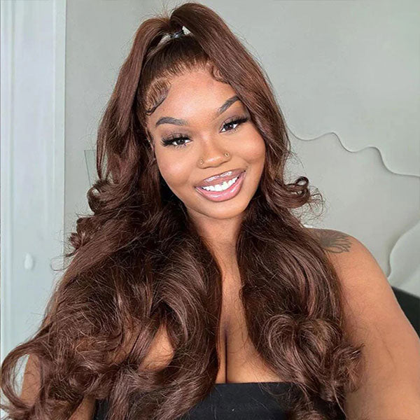 Chocolate Brown #4 Body Wave Wig Lace Front Wigs With Baby Hair For Women-Zlike