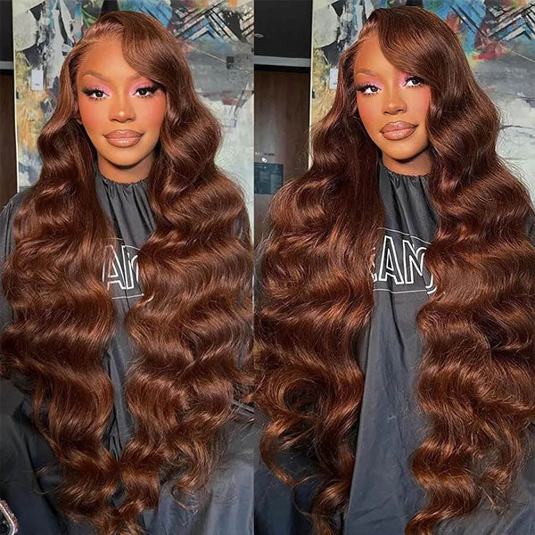 Chocolate Brown #4 Body Wave Wig Lace Front Wigs With Baby Hair For Women-Zlike