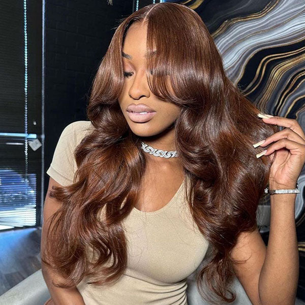 Chocolate Brown #4 Body Wave Wig Lace Front Wigs With Baby Hair For Women-Zlike