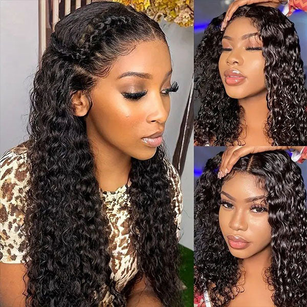 Zlike Water Wave 13X6 Lace Front Wig 180% Density Virgin Human Hair Wigs Natural Hairline