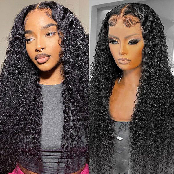 $129/2 Wigs | V Part Glueless Wear & Go Water Wave Wig + 8Inch #27 Honey Blonde Straight Bob 4X4 Lace Closure Wig