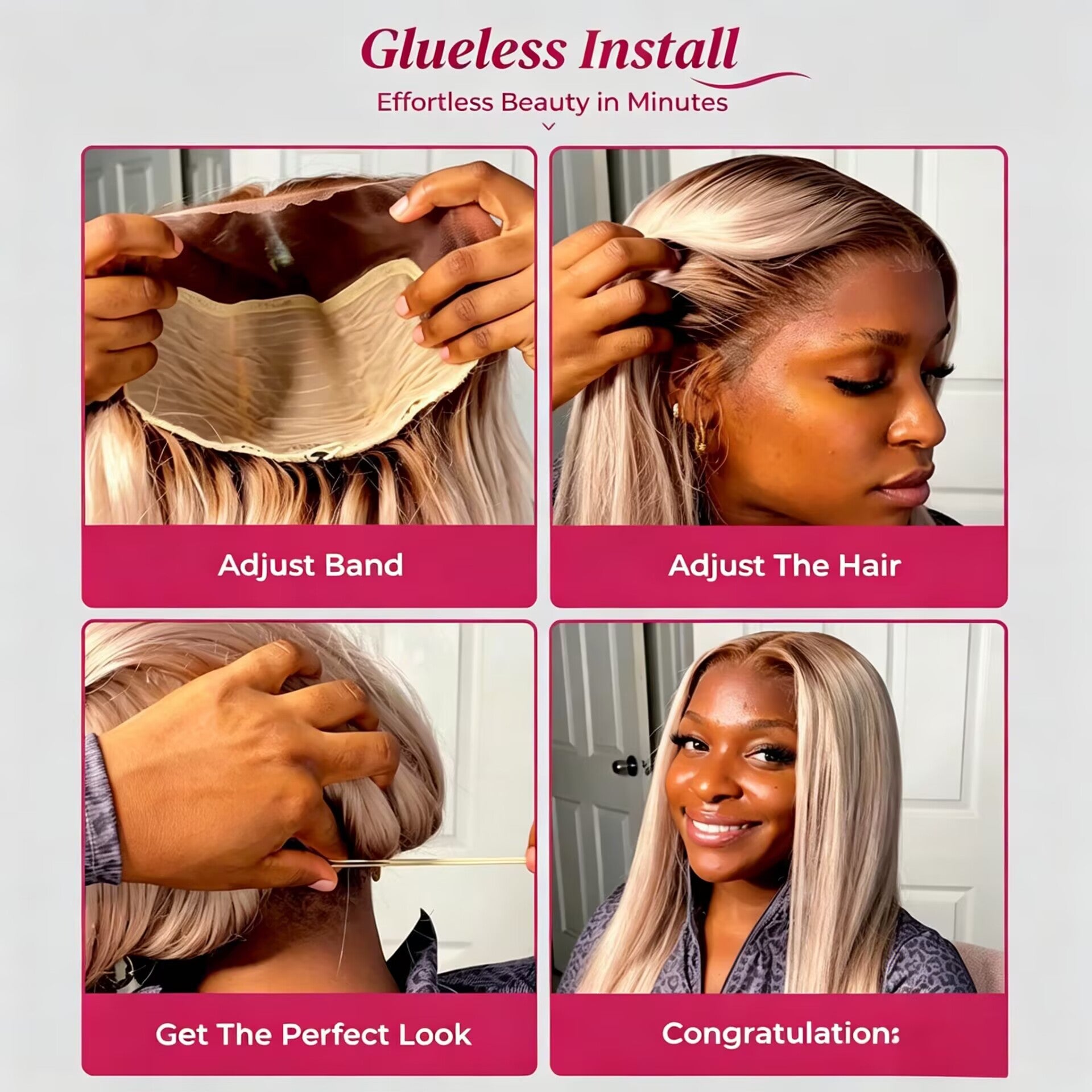 Zlike 7x5 Pre-Cut Lace Glueless Straight Bob Wig  Ash Blonde Ombre Human Hair Wig with Invisible Knots