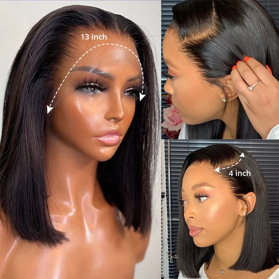 Straight Bob Wigs 180% Density Undetectable HD Lace Frontal Short Bob Wig Baby Hair