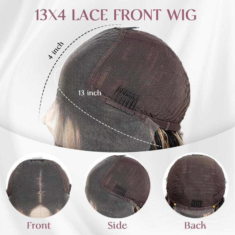 Zlike 13x4 Lace Front Wigs Honey Blonde Highlight Water Wave Human Hair Wigs