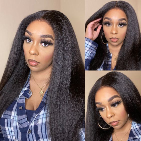 Zlike Ready Go Glueless Yaki Straight 5X5 HD Lace Closure Wigs Beginner Friendly