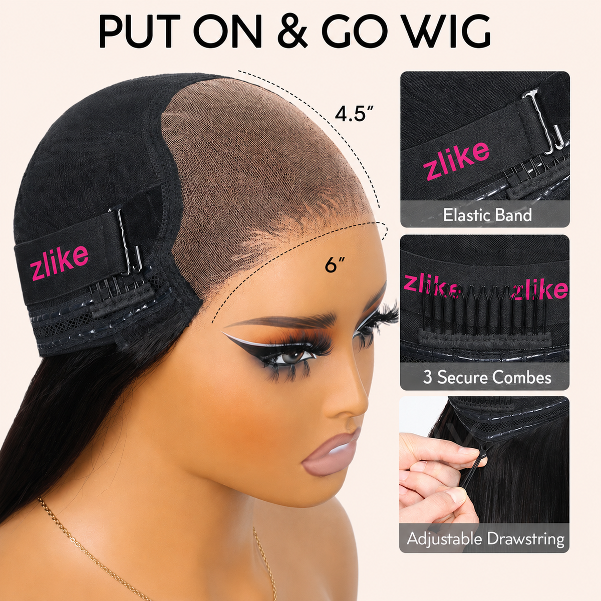 Zlike Boho Braids Blonde Highlight Water Wave Human Hair Wig 7x5 Lace Glueless Pre-Styled Wig