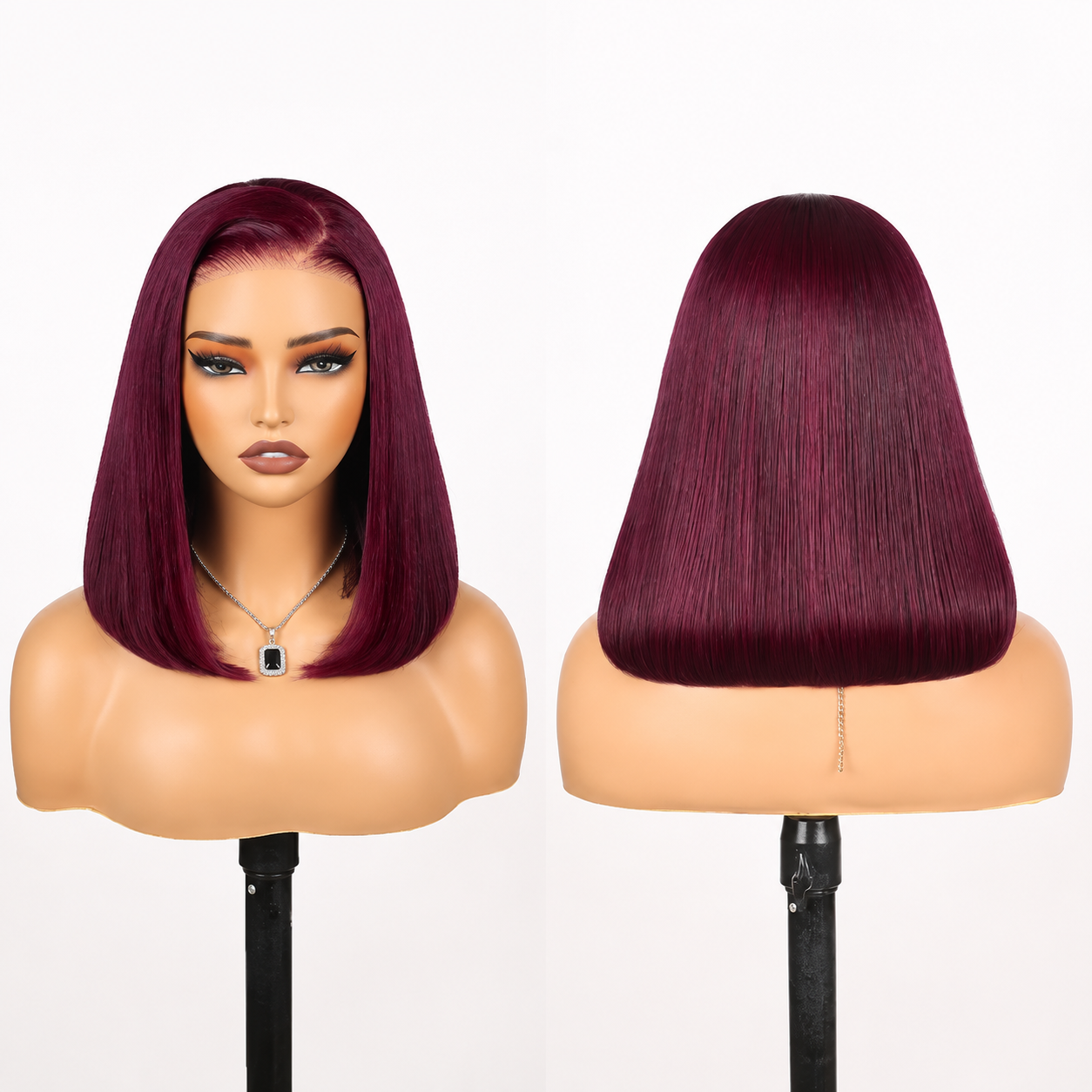 Zlike Glueless Dark Plum Bob Wig 7x5 HD Lace Front Invisible Knots Pre-Cut Lace Beginner Friendly Human Hair Wig