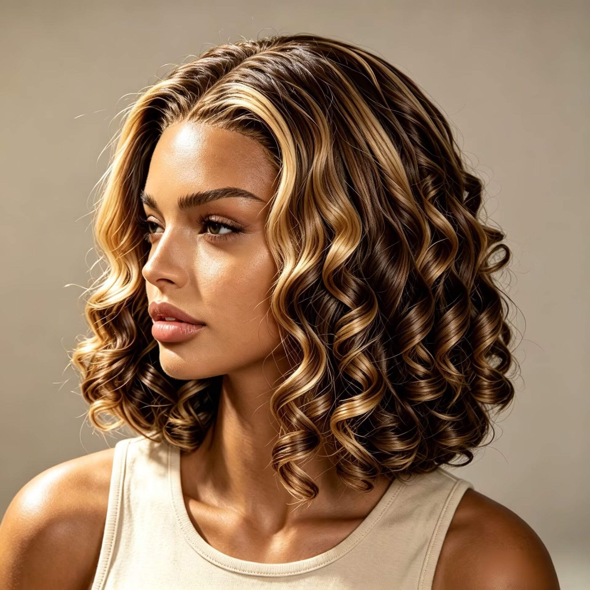 Zlike Egg Roll Bob Curly Highlight Human Hair Wig 5x5 & 13x4 Transparent Lace Frontal Wig