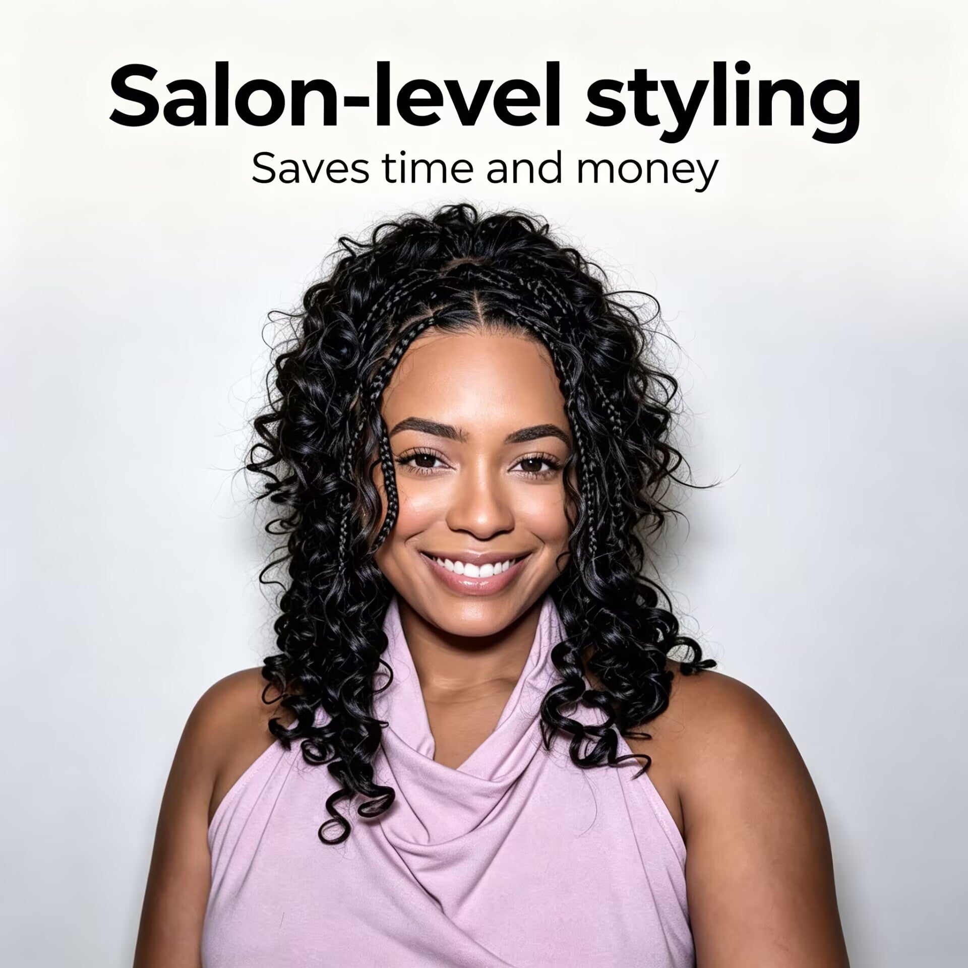 Zlike 7x5 Lace Front Boho Braids Wig with Boho Spiral Curls, Human Hair Glueless Pre Plucked Natural Black