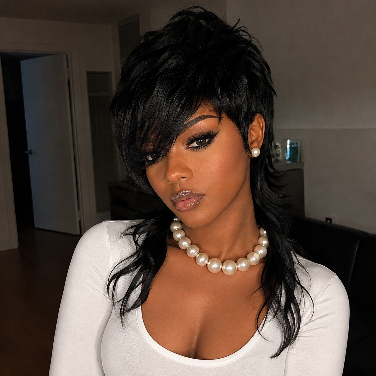 Zlike 80s 90s Mullet Pixie Cut Human Hair Wig For Black Women Curly Short Glueless Full Machine-Made Wig