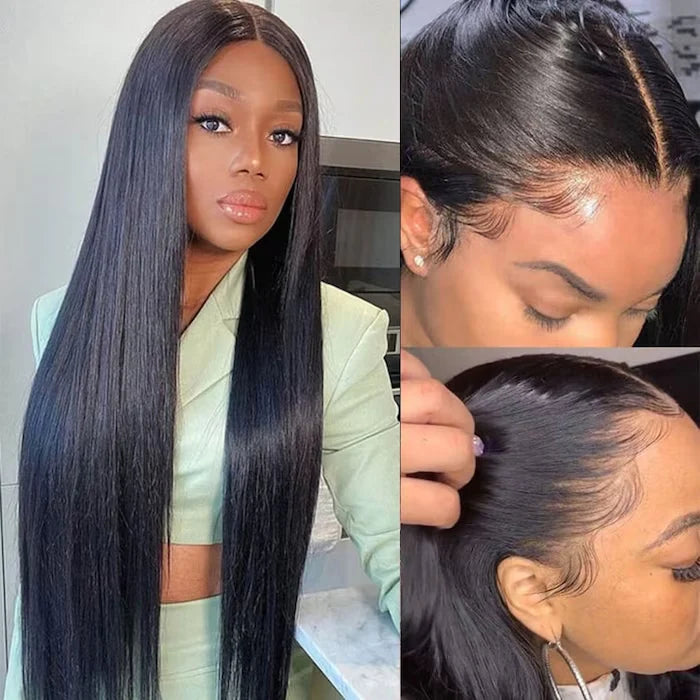 $189=2 Wigs | Bone Straight 13X4 Lace Frontal Wig Pre Plucked + 12Inch 613 Blonde Bob Wig 13X4 Lace Frontal Wig Human Hair Flash Sale