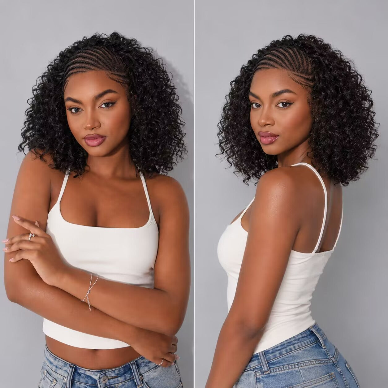Zlike 13x6 Frontal Lace Braid Wig Pre-Braided Glueless Human Hair Wig with Natural Baby Hair  Full Volume
