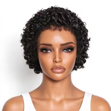 Zlike Short Pixie Cut Curly Human Hair Wig with Kinky Edges 13x4 Lace Front Glueless Wig Natural Scalp Look Everyday Wear