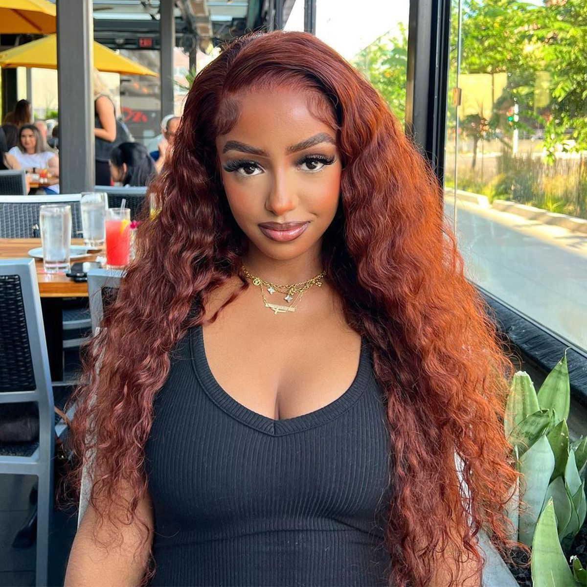 Clearance Sale | #33 Reddish Brown Colored Water Wave 100% Human Hair Transparent Lace Front Wigs