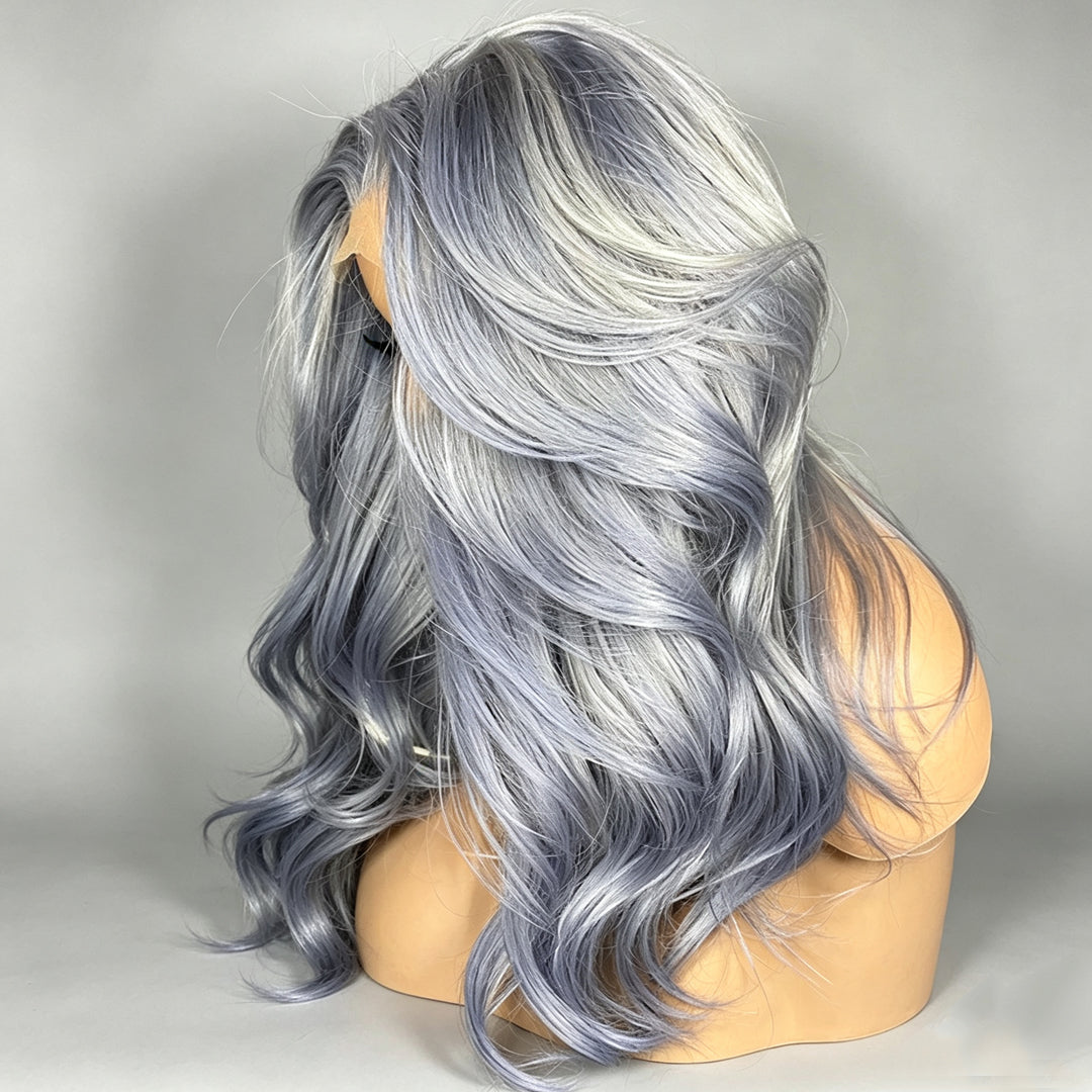 Zlike Grey Human Hair Wigs 13x4 Transparent Lace Frontal Wigs Layer Cut Human Hair Wigs For Women