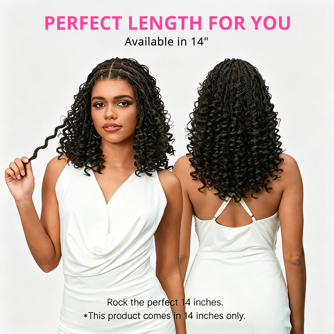 Zlike Full Lace Knotless Boho Curls Braided Bob Pre-Cut Lace Wigs Flexi Fit Invisi Drawstring Cap