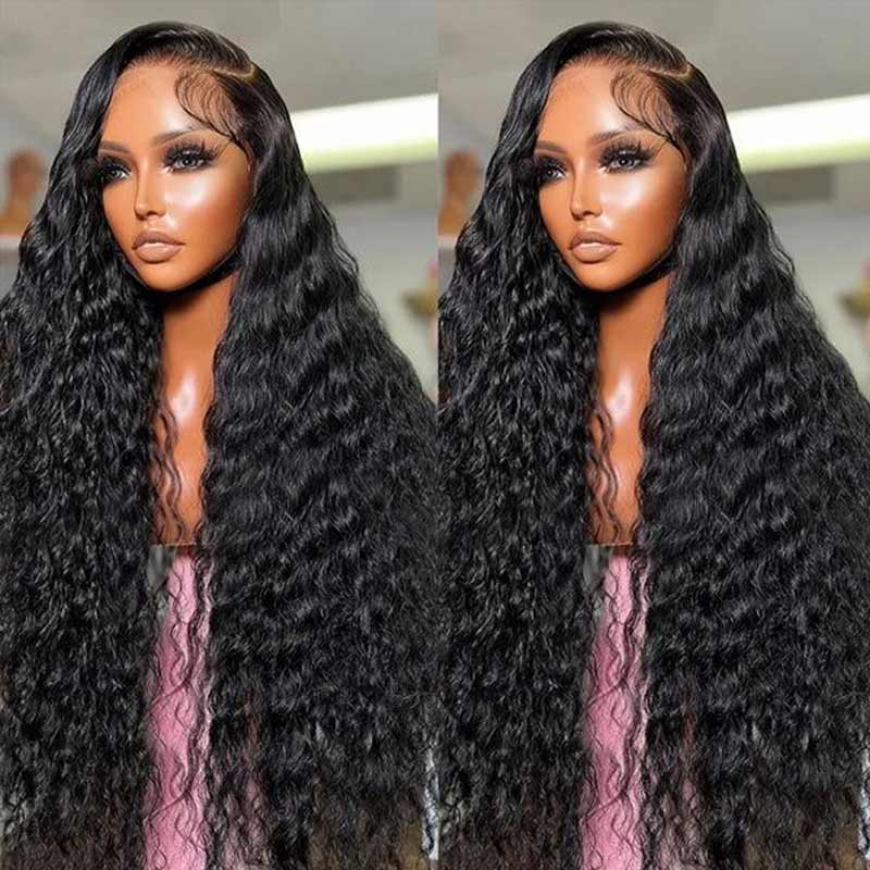 30"=$198 Water Wave Wig 100% Human Hair Transparent Lace Front Wigs Natural Hairline