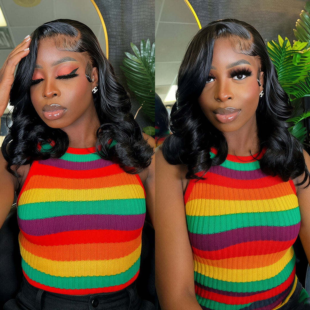 Zlike Pre-Styled Body Wave Wigs 100% Human Hair Transparent Glueless Lace Wigs