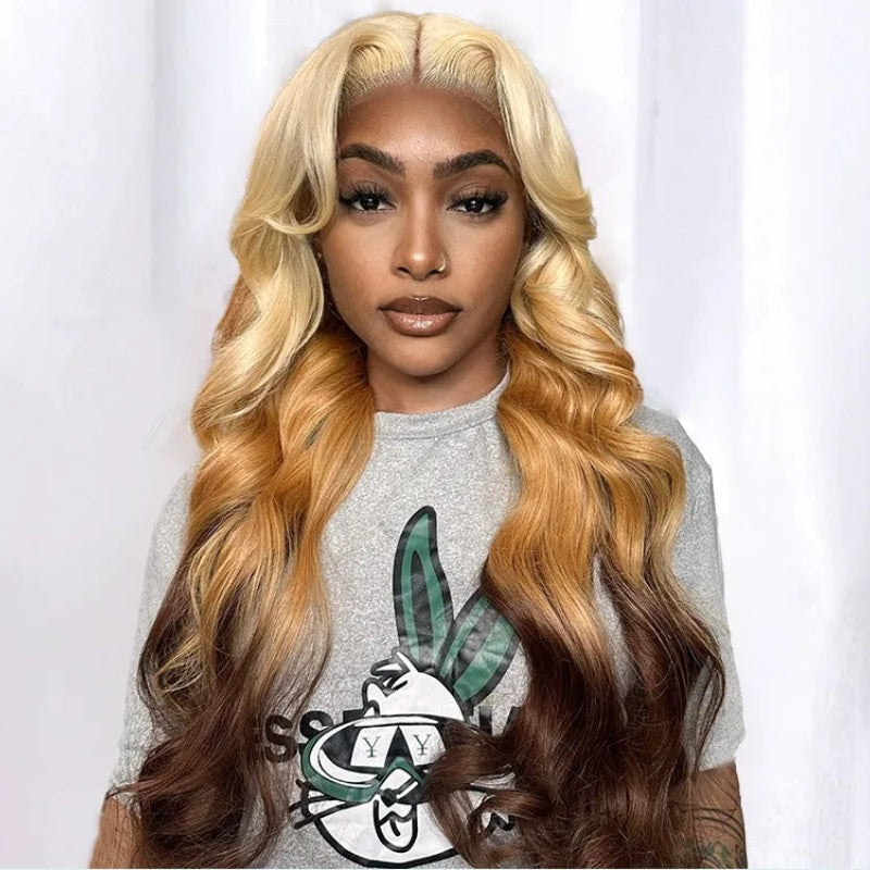 360 Lace Blonde Black Lace Front Wig 613 Blonde Colored Body Wave Straight Human Hair Wigs Pre Plucked