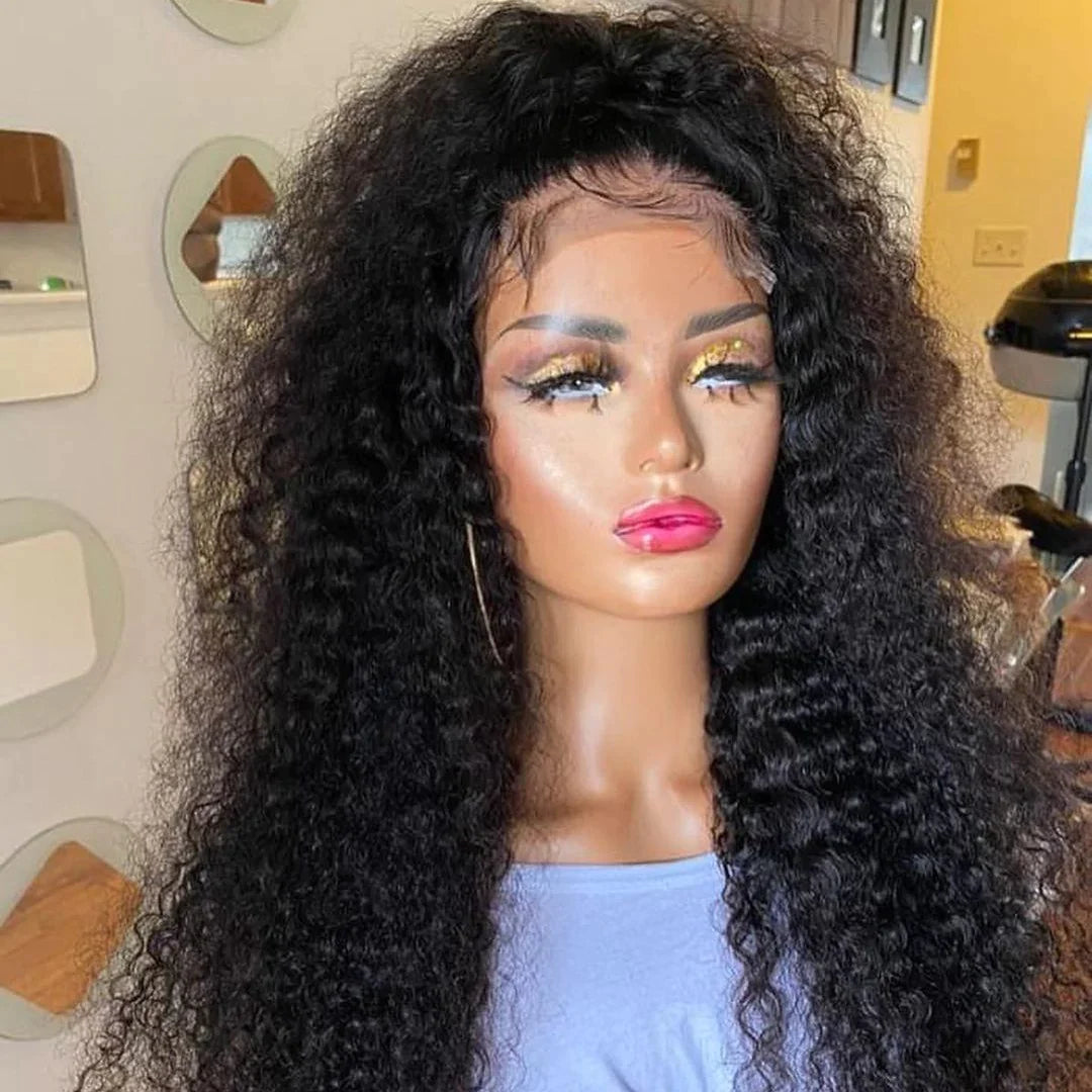 Jerry Curly Wig 13x4 Invisible HD Lace Front Wigs Natural Black Color-250% Density