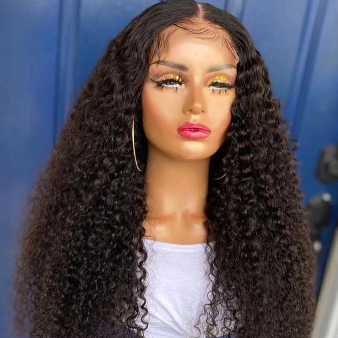 Jerry Curly Wig 13x4 Invisible HD Lace Front Wigs Natural Black Color-250% Density