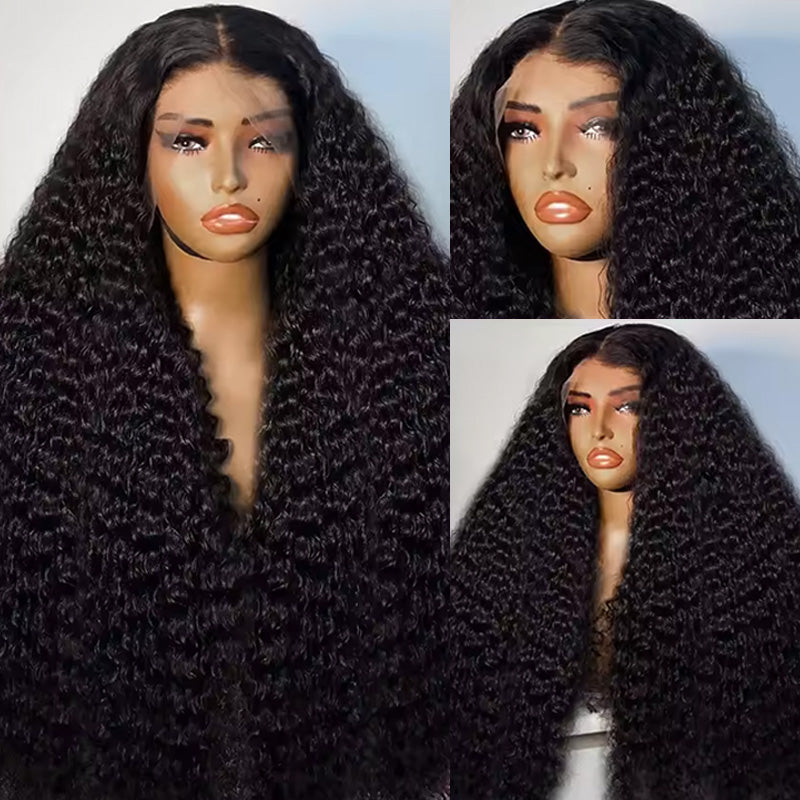 300% Density Luxury Custom Wigs Water Wave Transparent Lace Wig Virgin Human Hair Lace Closure Wigs Super Double Drawn