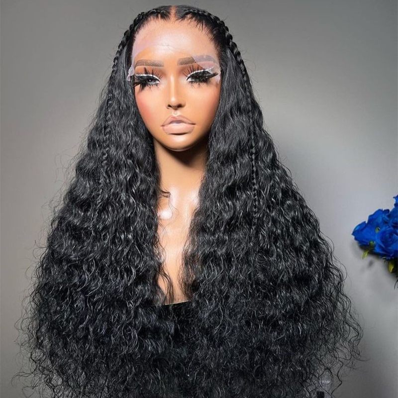 300% Density Luxury Custom Wigs Water Wave Transparent Lace Wig Virgin Human Hair Lace Closure Wigs Super Double Drawn