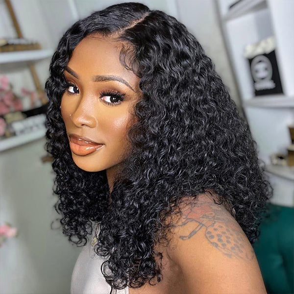 Short Bob Lace Wig Water Wave Human Wigs High Quality