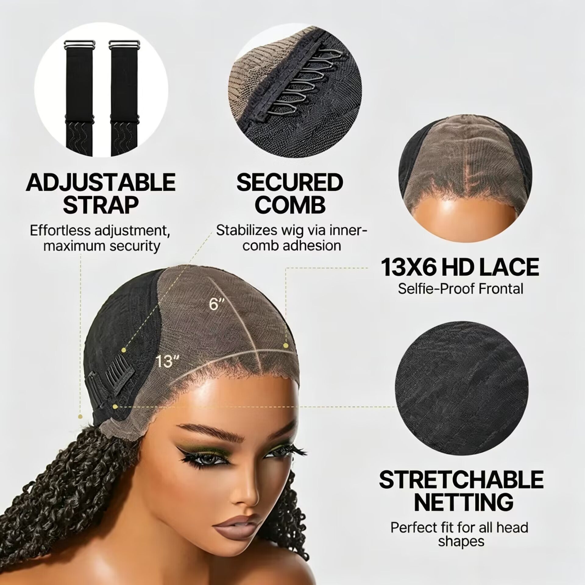 Zlike Boho Knotless Braids Human Hair Wig Highlight Water Wave 13x6 Glueless Braided Wig