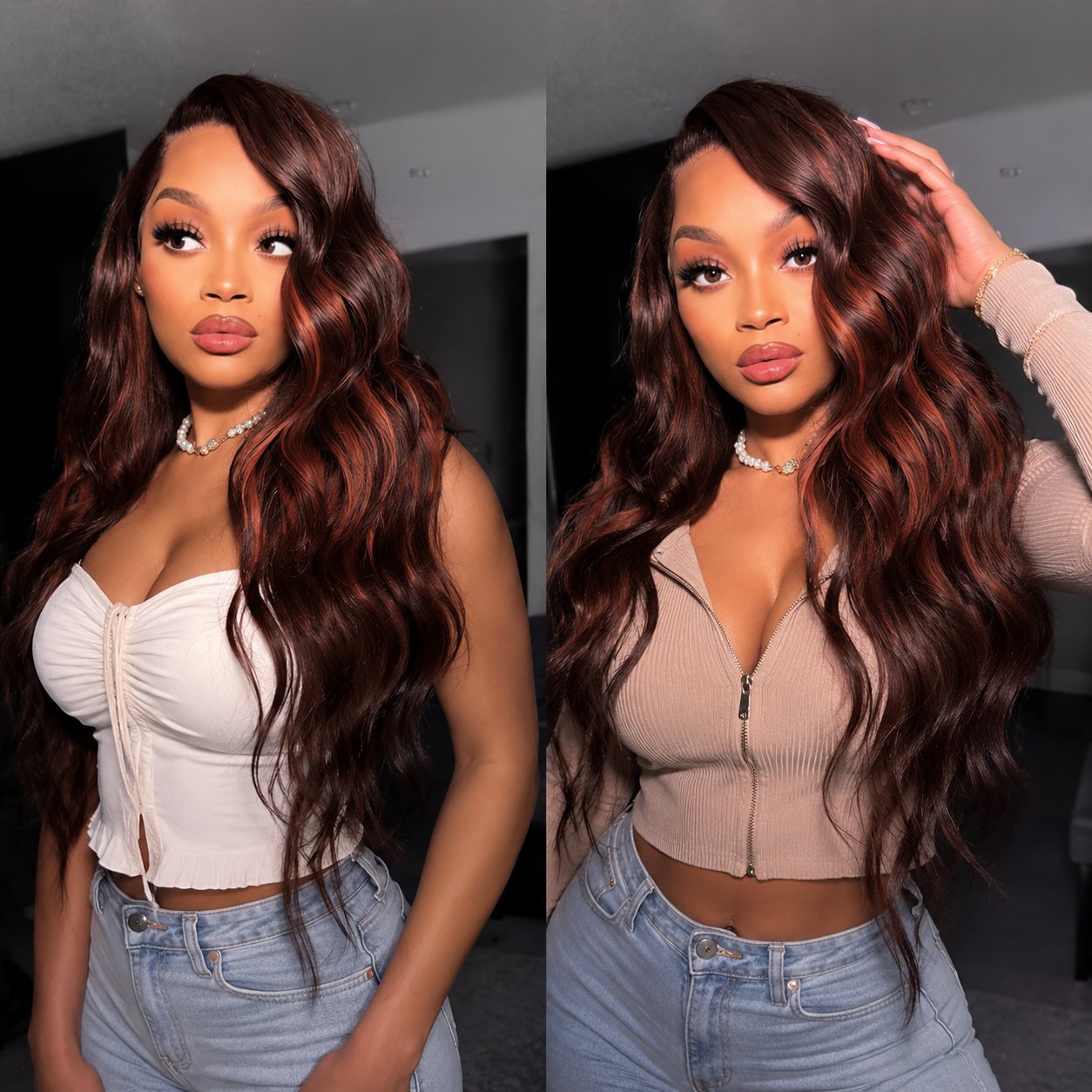 Zlike Natural Black With Highlights Body Wave Wig 7x5 Lace Front Glueless Human Hair Wig Pre-Cut Lace Beginner Friendly