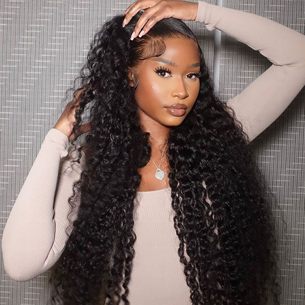 Deep Wave Wig Transparent Lace Front Wigs Pre Plucked Hairline