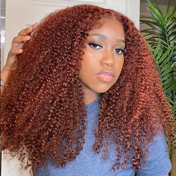 $189=2 Wigs | Reddish Brown #33 Curly Lace Front Human Hair Wigs + Short Orange Straight Bob Wig Human Hair Flash Sale