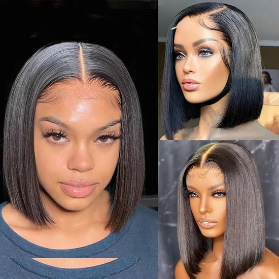 13x4 human hair bob lace wig with transparent lace frontal