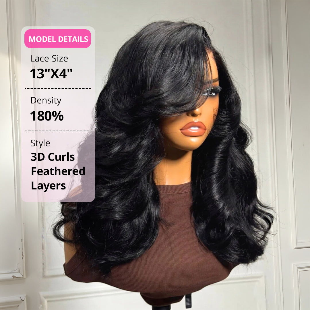 13x4 transparent lace loose wave wig with natural black human hair