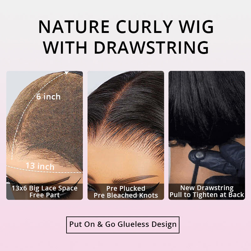 13x6 Pull Go wig with adjustable drawstring cap construction