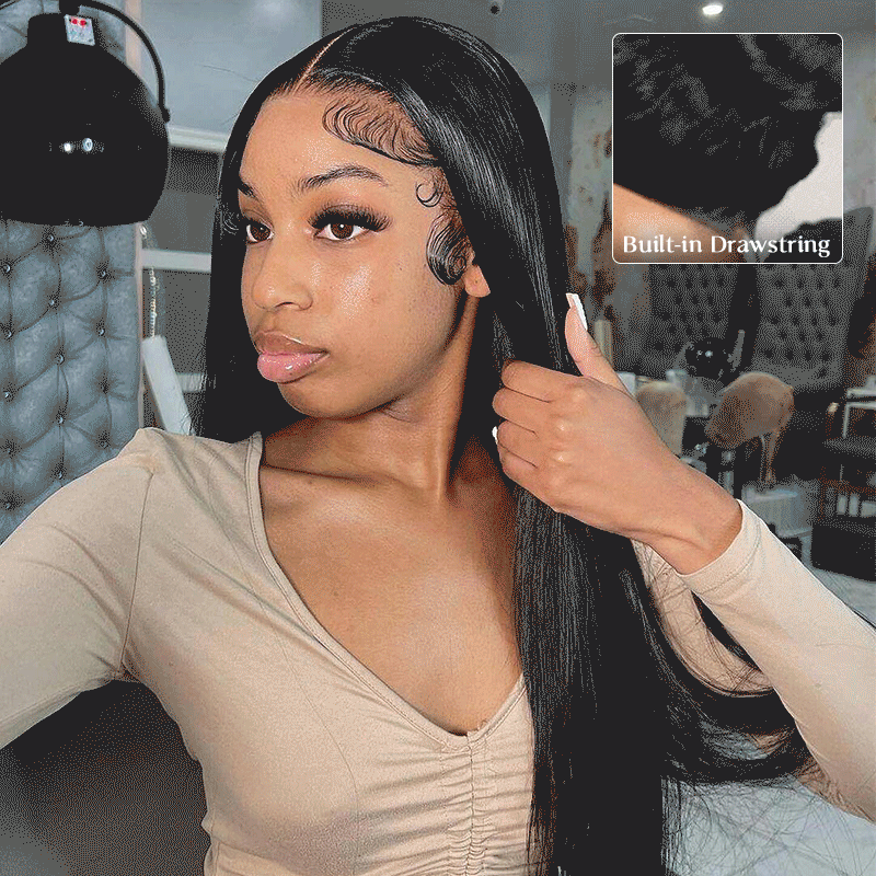 Zlike Pull Go 13x6 Pre Cut Lace Front Wigs Natural Black Straight Human Hair Pull To Wear Wigs