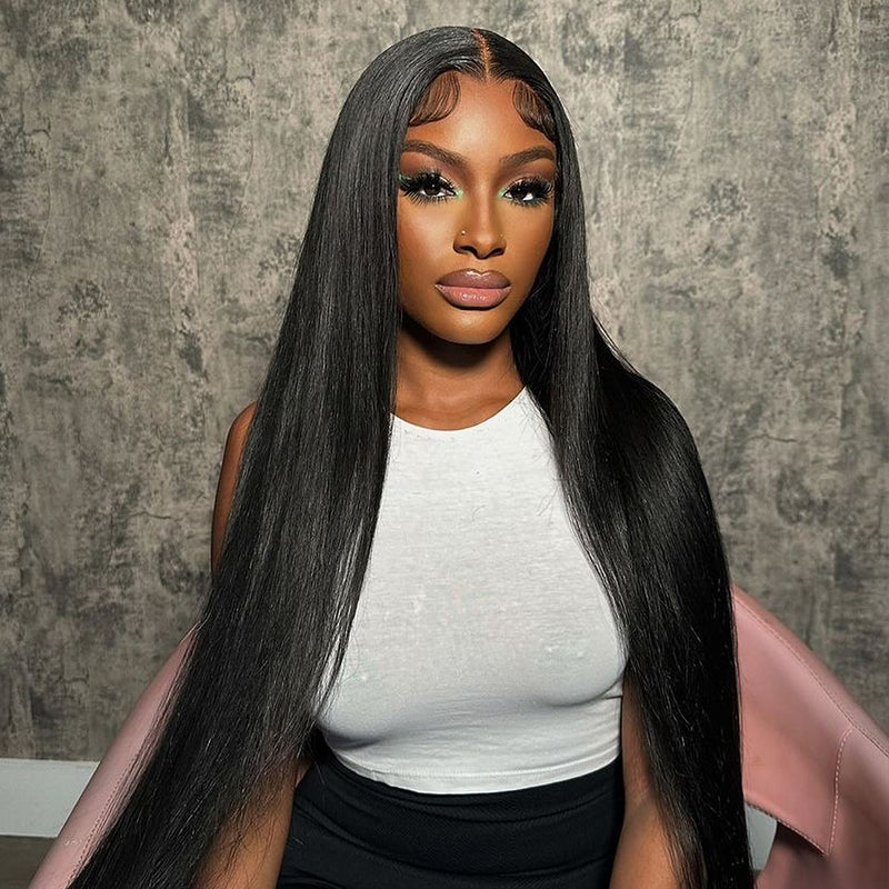 Zlike Pull Go 13x6 Pre Cut Lace Front Wigs Natural Black Straight Human Hair Pull To Wear Wigs