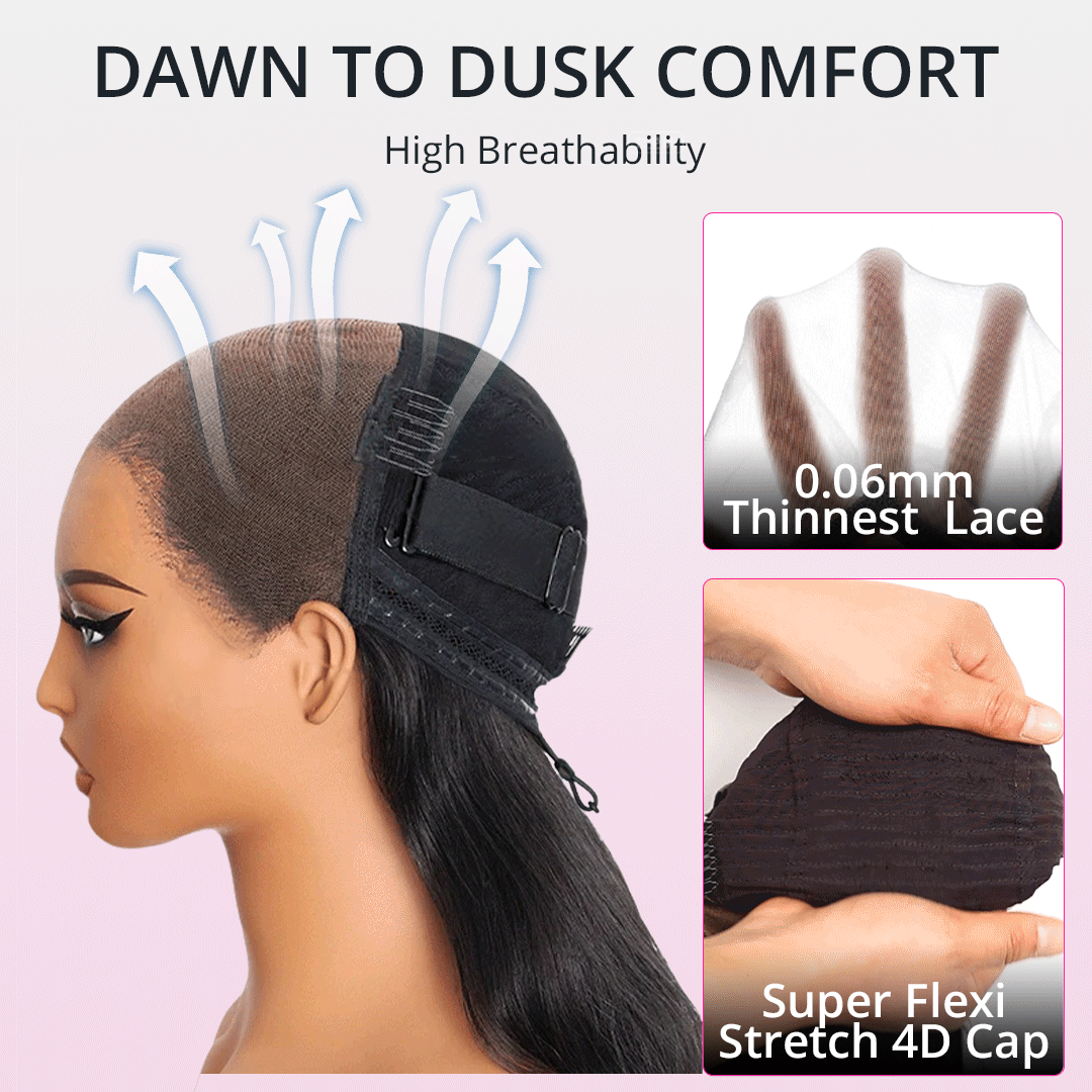 13x6 transparent lace glueless wig with natural hairline