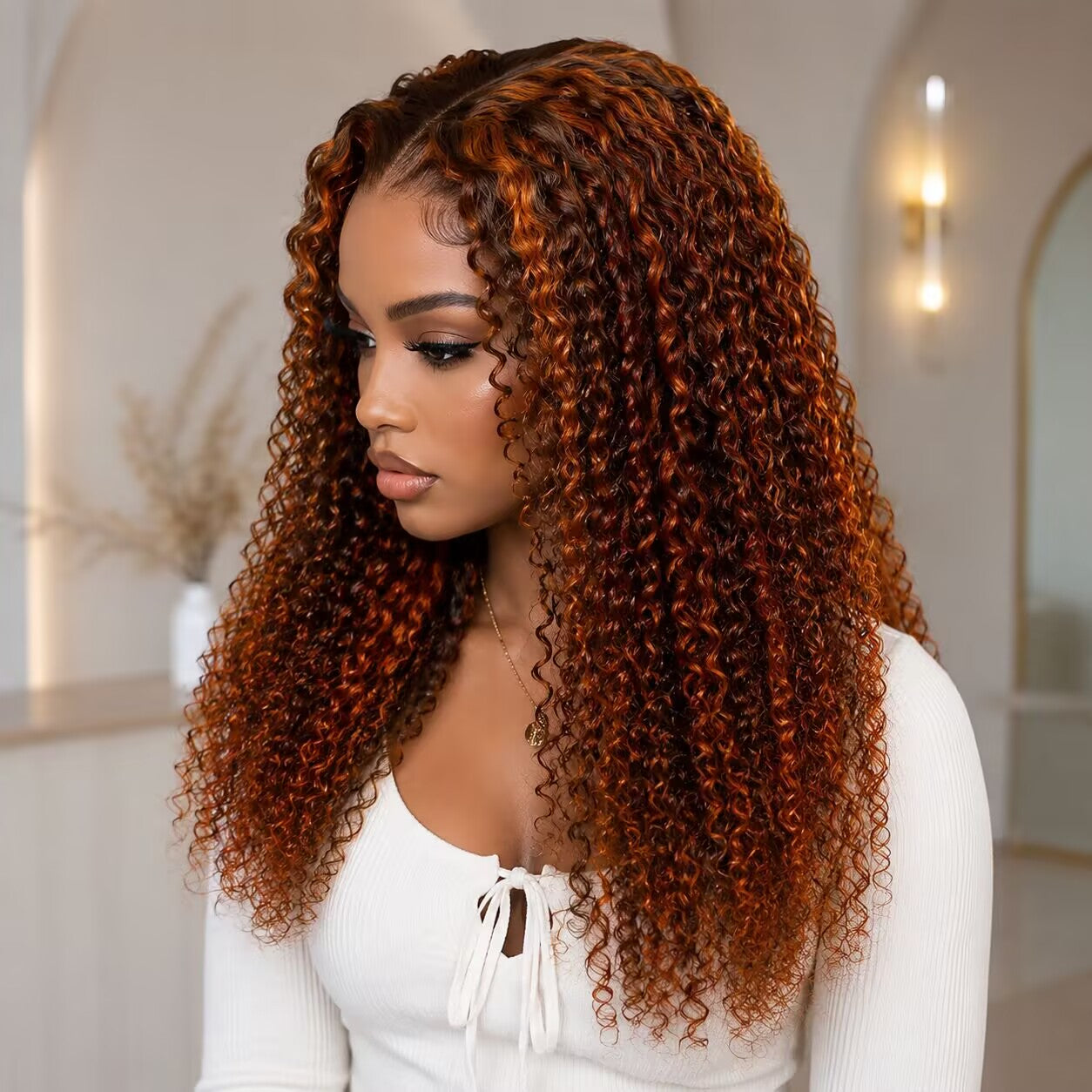 Zlike Ginger Highlight Brown Water Wave Bob Wig 7x5 Pull Go Glueless Lace Front Human Hair Wig Natural Hairline Pre-Styled