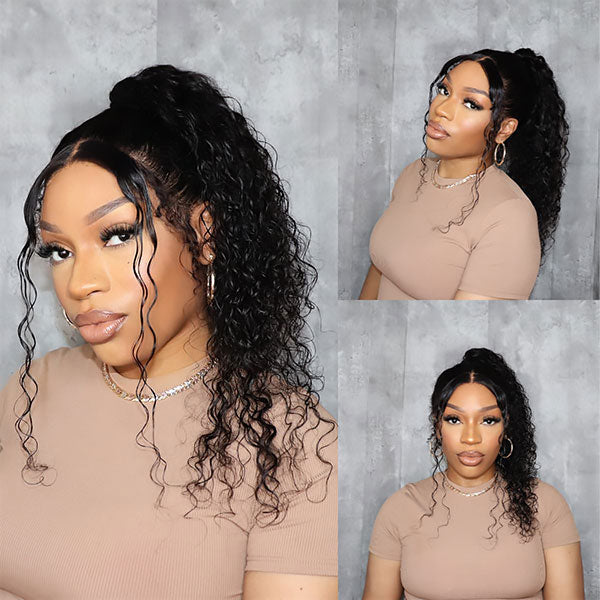 Water Wave Invisi-Strap Breathable 360 Lace Frontal Wigs Bleached Knots Pre Cut Human Hair Wigs