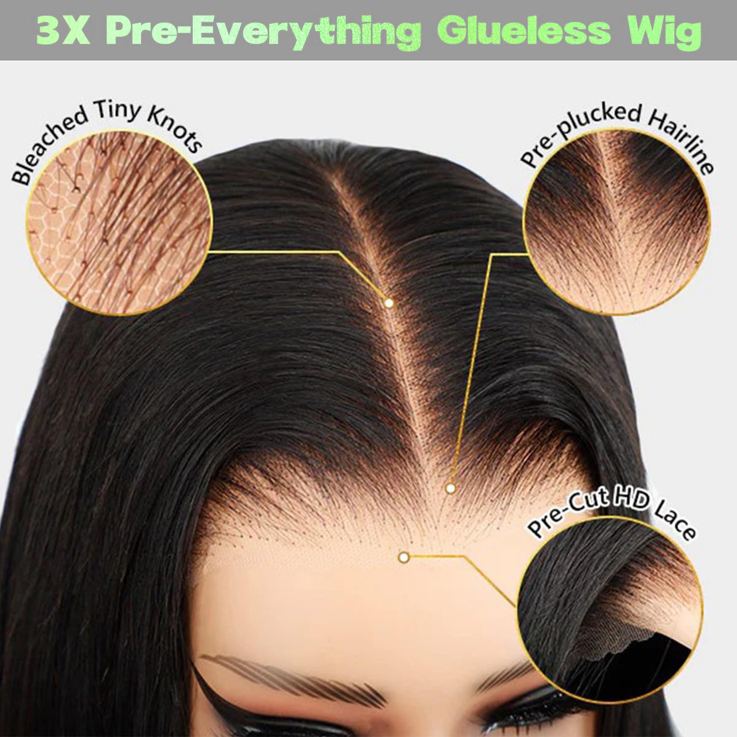 Water Wave 9x6 Glueless Lace Closure Wigs Bleached Knots Pre-Plucked Human Hair Wigs