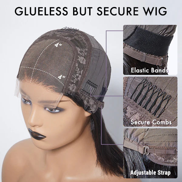 Glueless Invisible Lace Straight Short 4x4 Bob Human Hair Wigs | Flash Sale