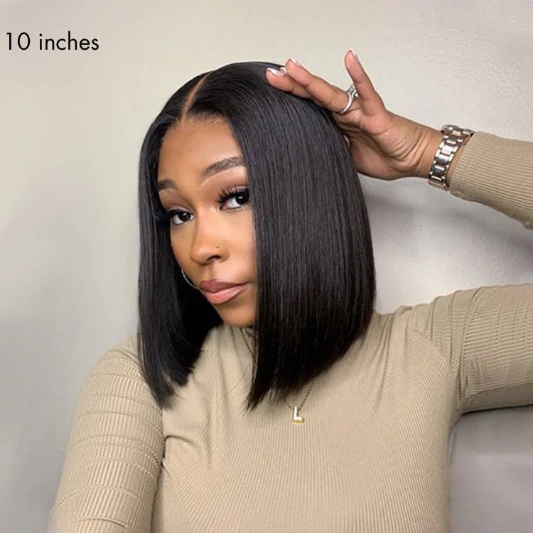 Glueless Invisible Lace Straight Short 4x4 Bob Human Hair Wigs | Flash Sale