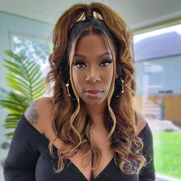Roots Body Wave 4 27 Ombre Highlight Transparent 360 Lace Frontal Human Wigs